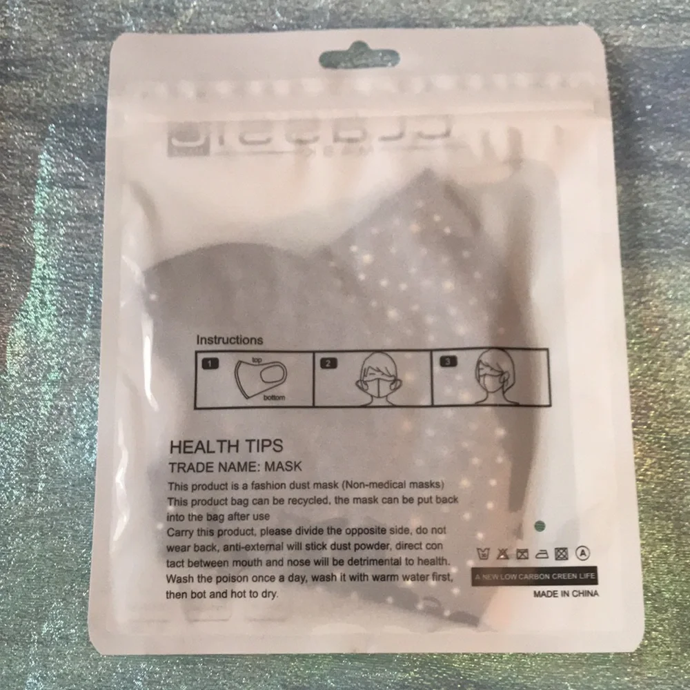 🔥 3/$15 Black Face Mask with Iridescent & Clear Rhinestones
